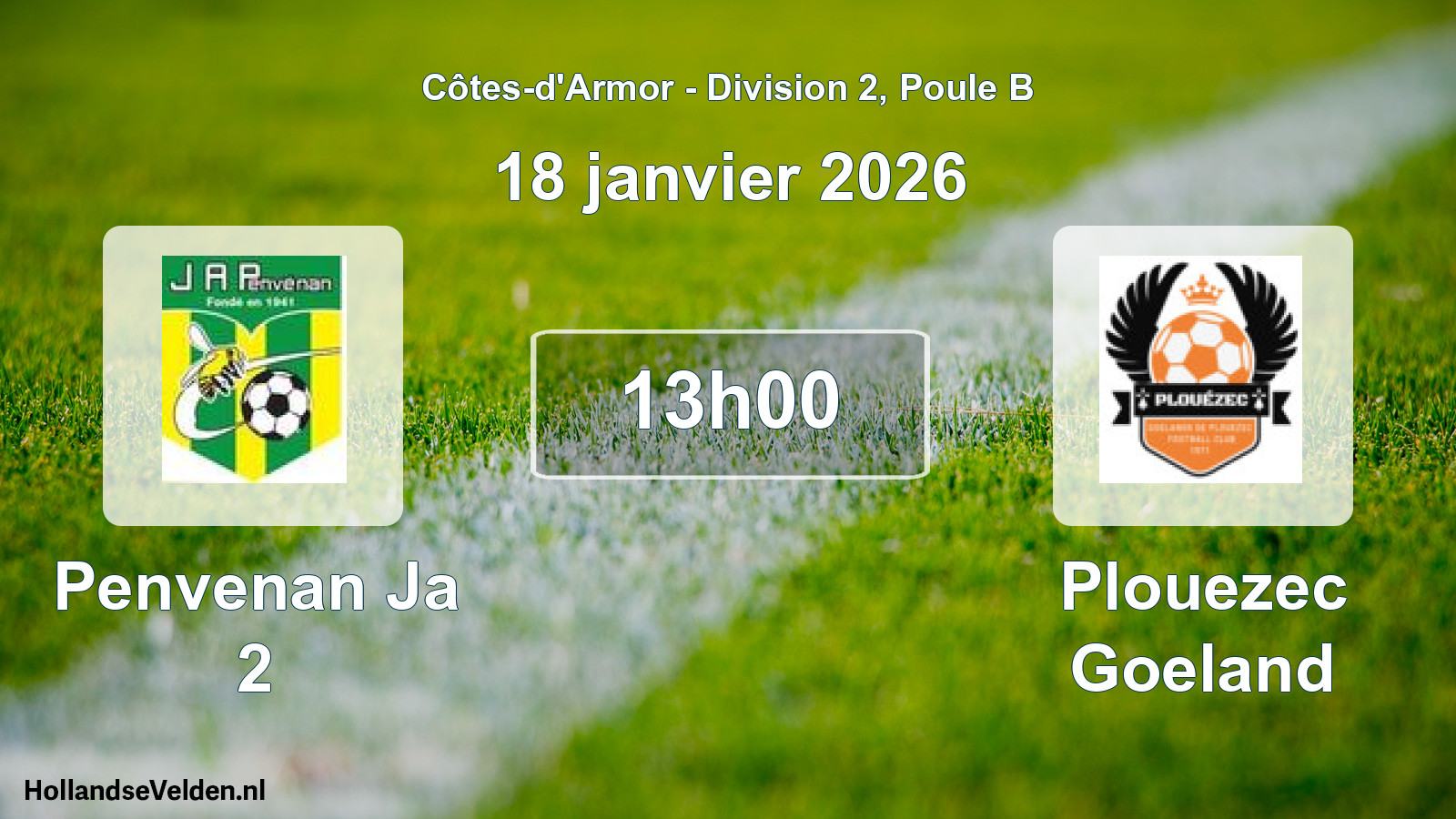 Geplande wedstrijd: Penvenan Ja 2 - Plouezec Goeland (18 janvier 2026)