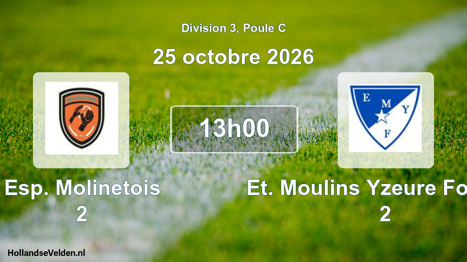 Match programmé: Esp. Molinetois 2 - Et. Moulins Yzeure Football 2 (25 octobre 2026)