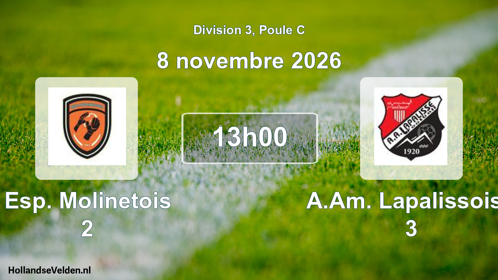 Match programmé: Esp. Molinetois 2 - A.Am. Lapalissoise 3 (8 novembre 2026)