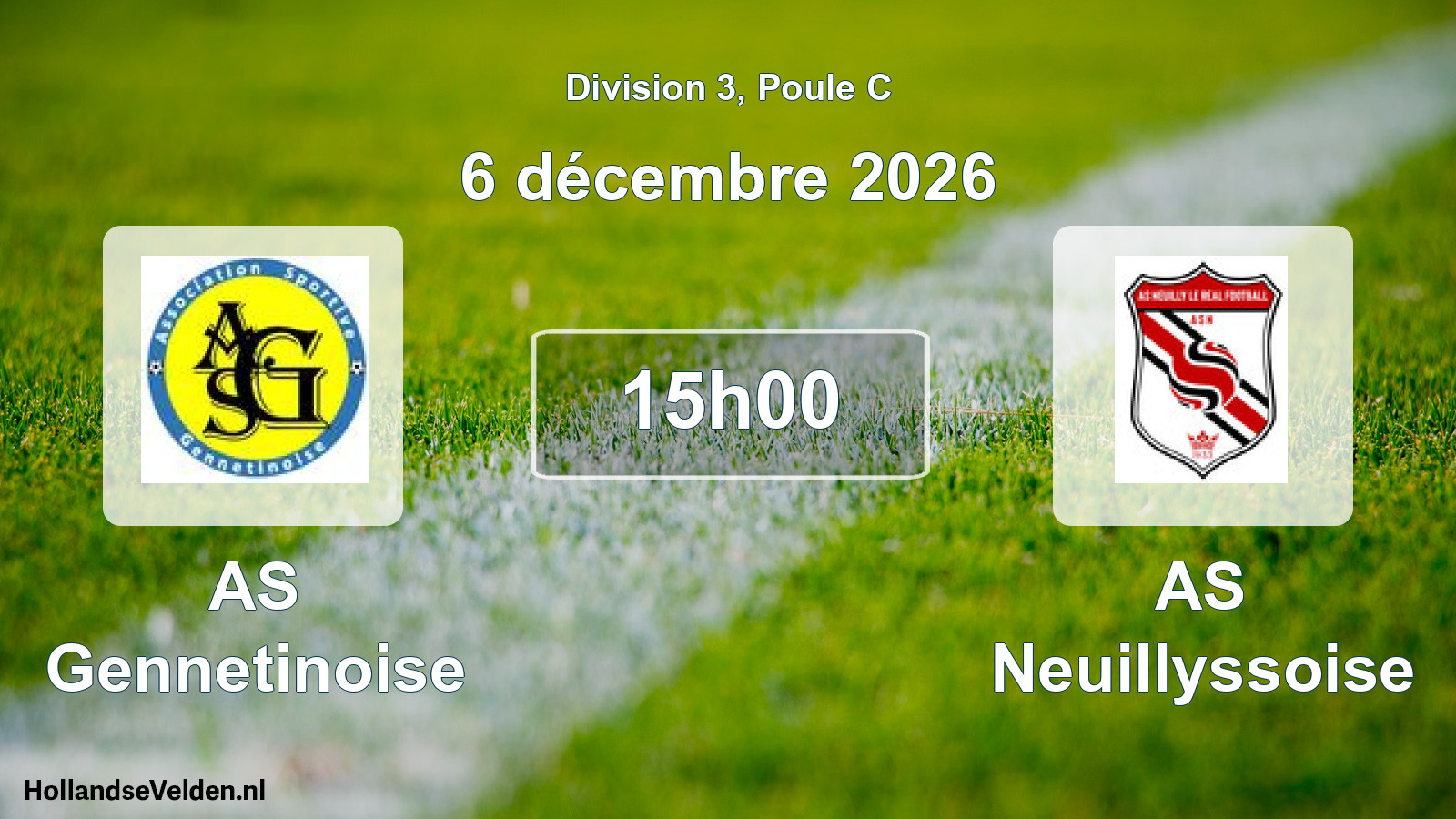 Match programmé: AS Gennetinoise - AS Neuillyssoise (6 décembre 2026)
