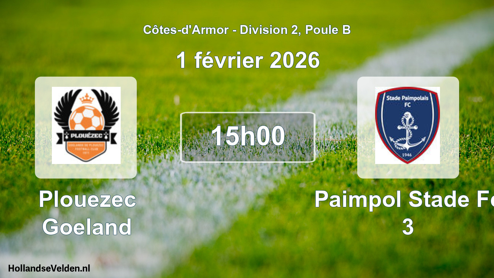 Scheduled Match: Plouezec Goeland - Paimpol Stade Fc 3 (1 February 2026)