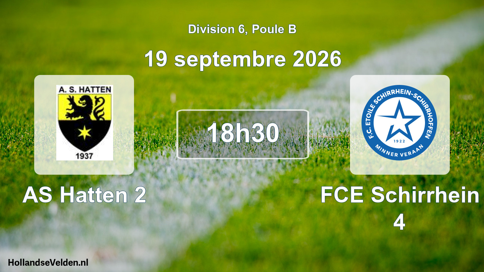 Match programmé: AS Hatten 2 - FCE Schirrhein 4 (19 septembre 2026)