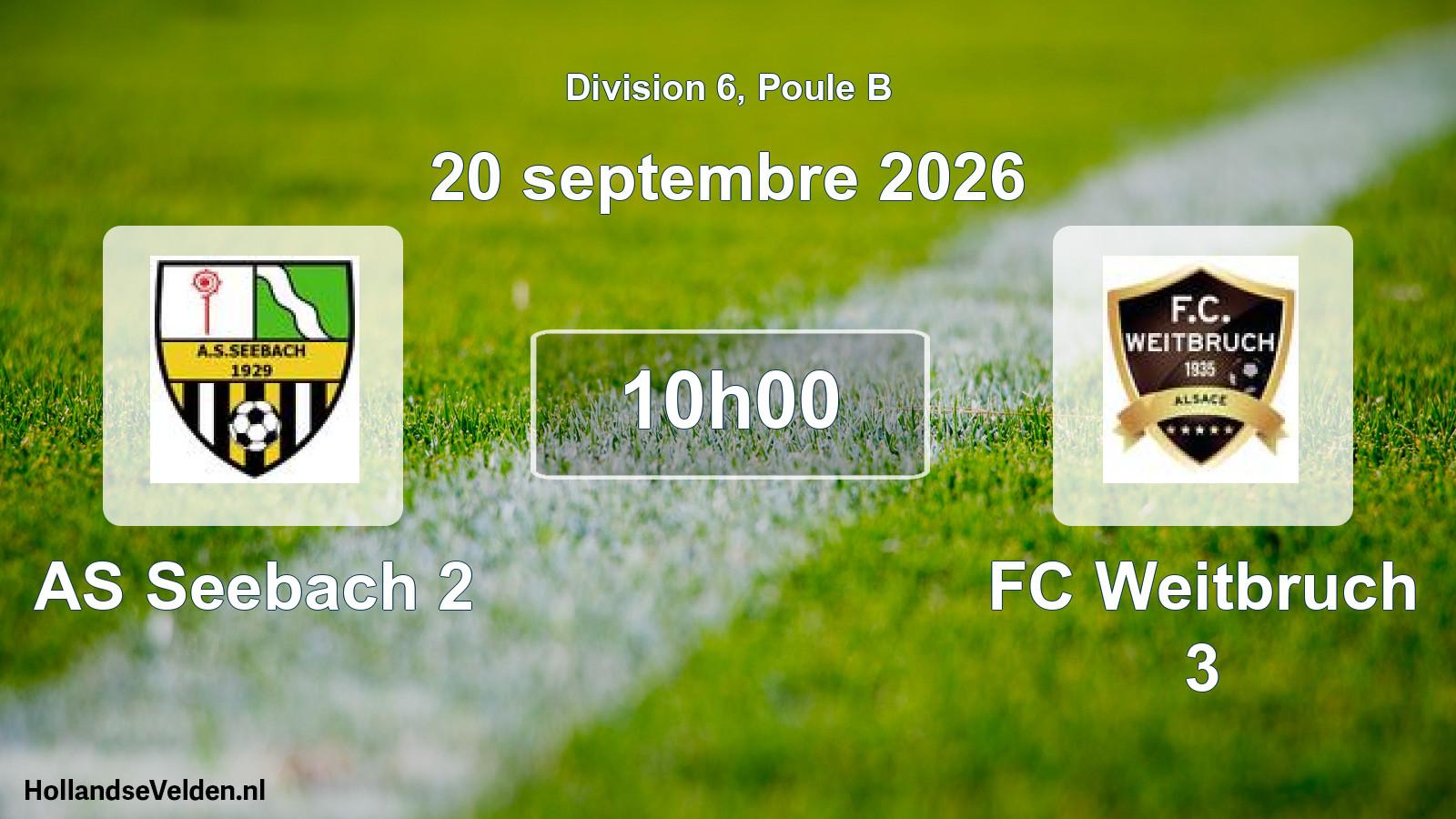 Match programmé: AS Seebach 2 - FC Weitbruch 3 (20 septembre 2026)