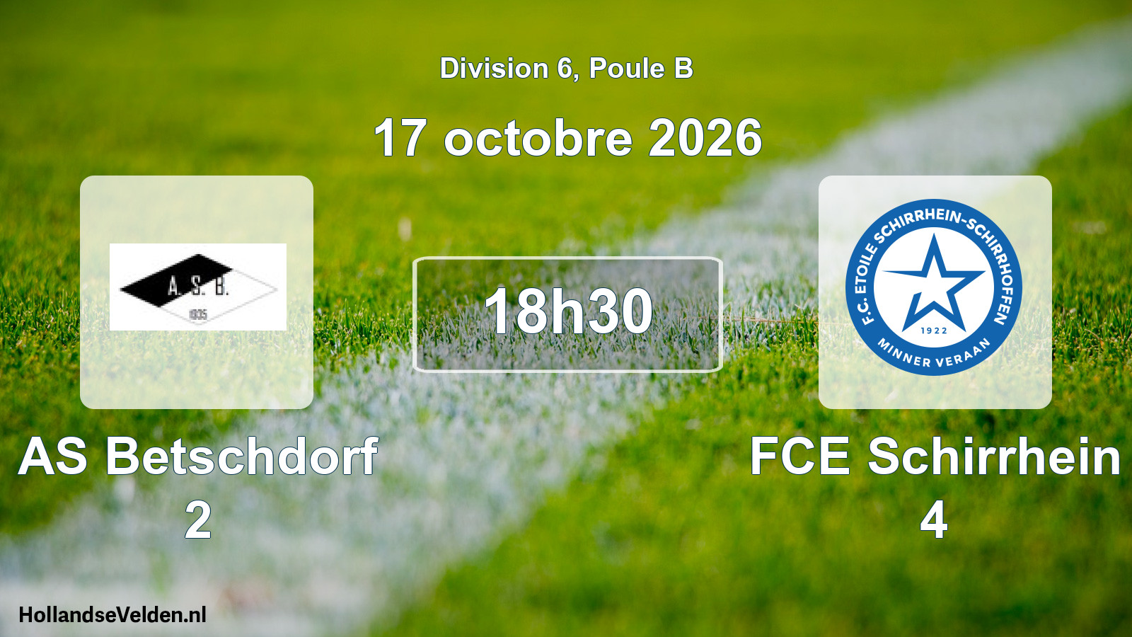 Scheduled Match: AS Betschdorf 2 - FCE Schirrhein 4 (17 October 2026)