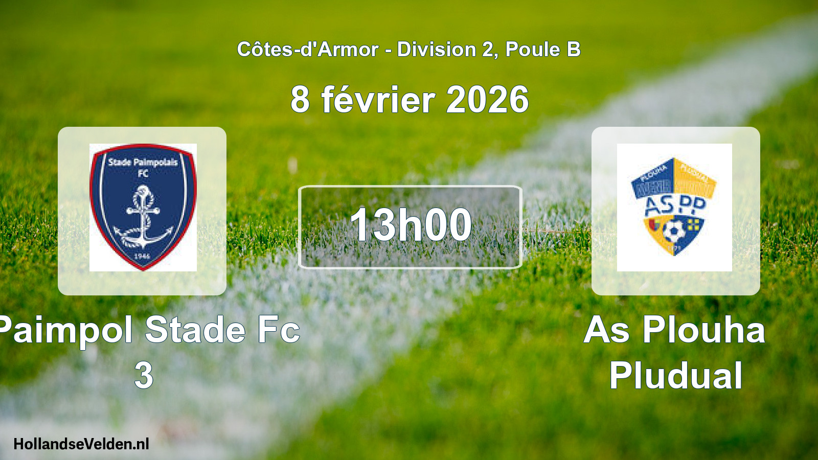 Scheduled Match: Paimpol Stade Fc 3 - As Plouha Pludual (8 February 2026)