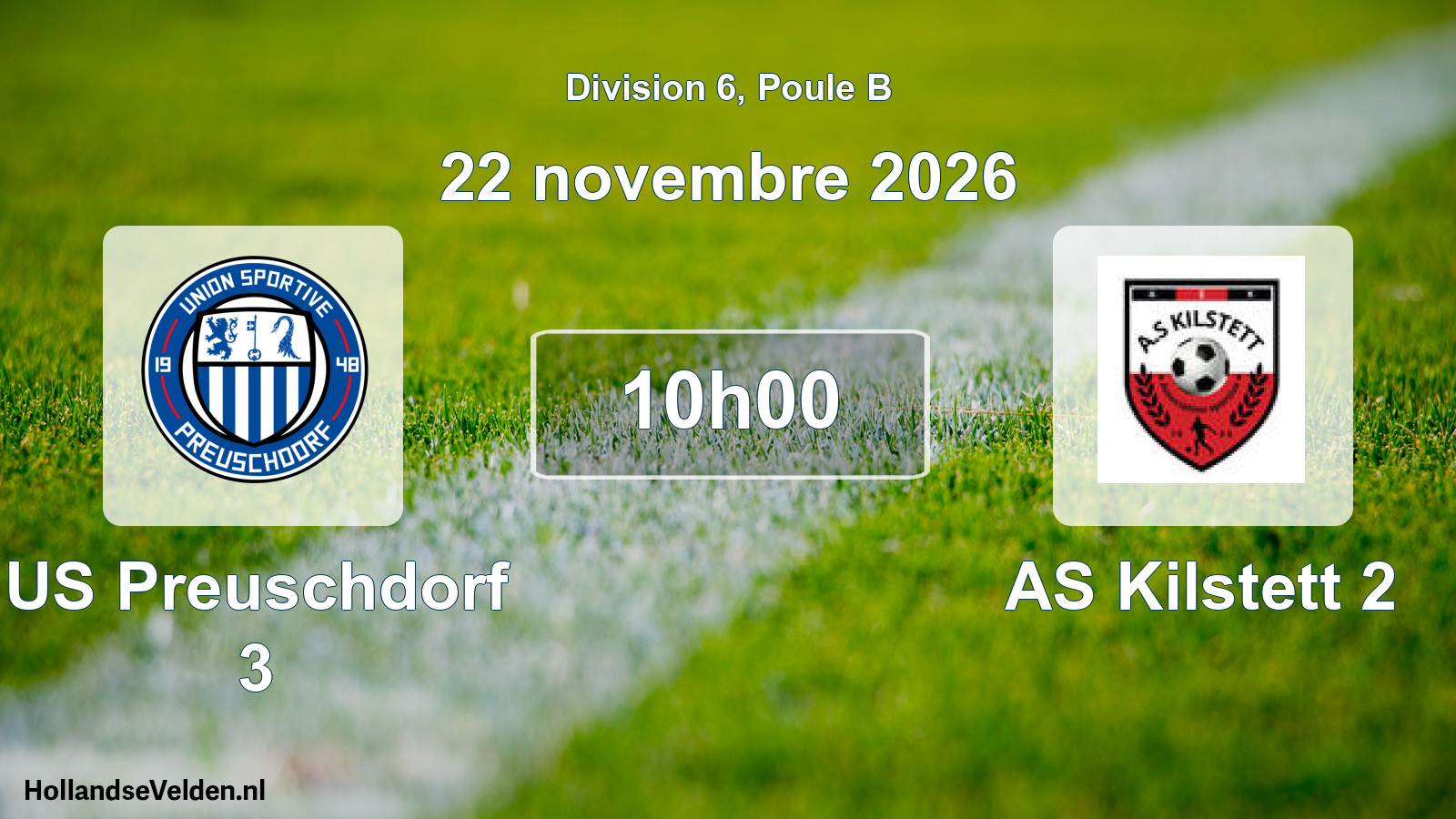 Match programmé: US Preuschdorf 3 - AS Kilstett 2 (22 novembre 2026)