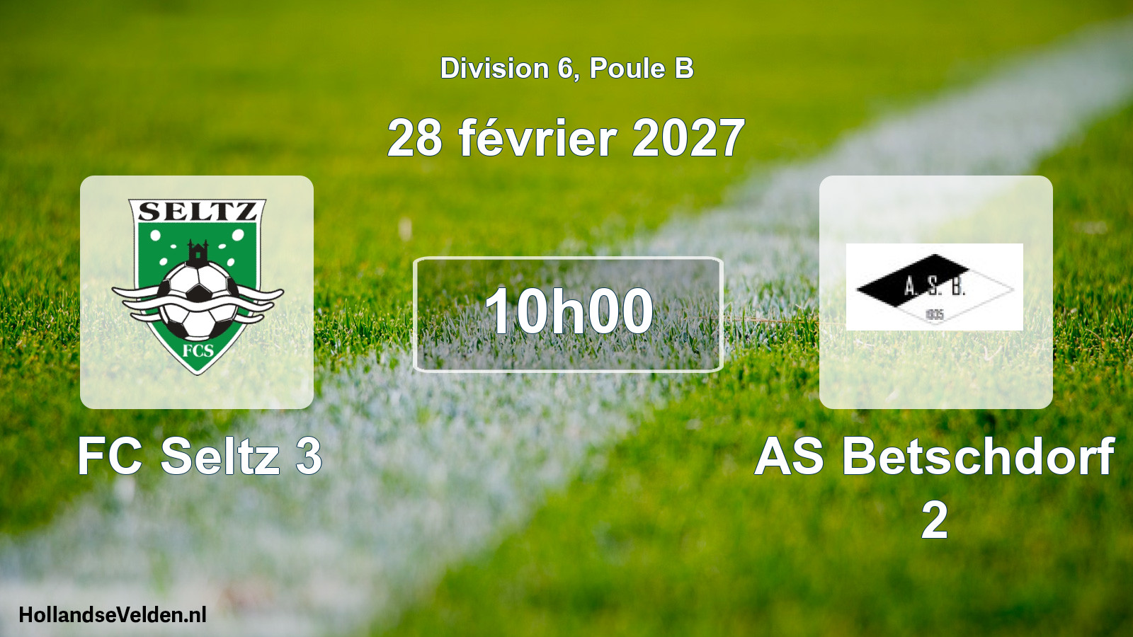 Match programmé: FC Seltz 3 - AS Betschdorf 2 (28 février 2027)