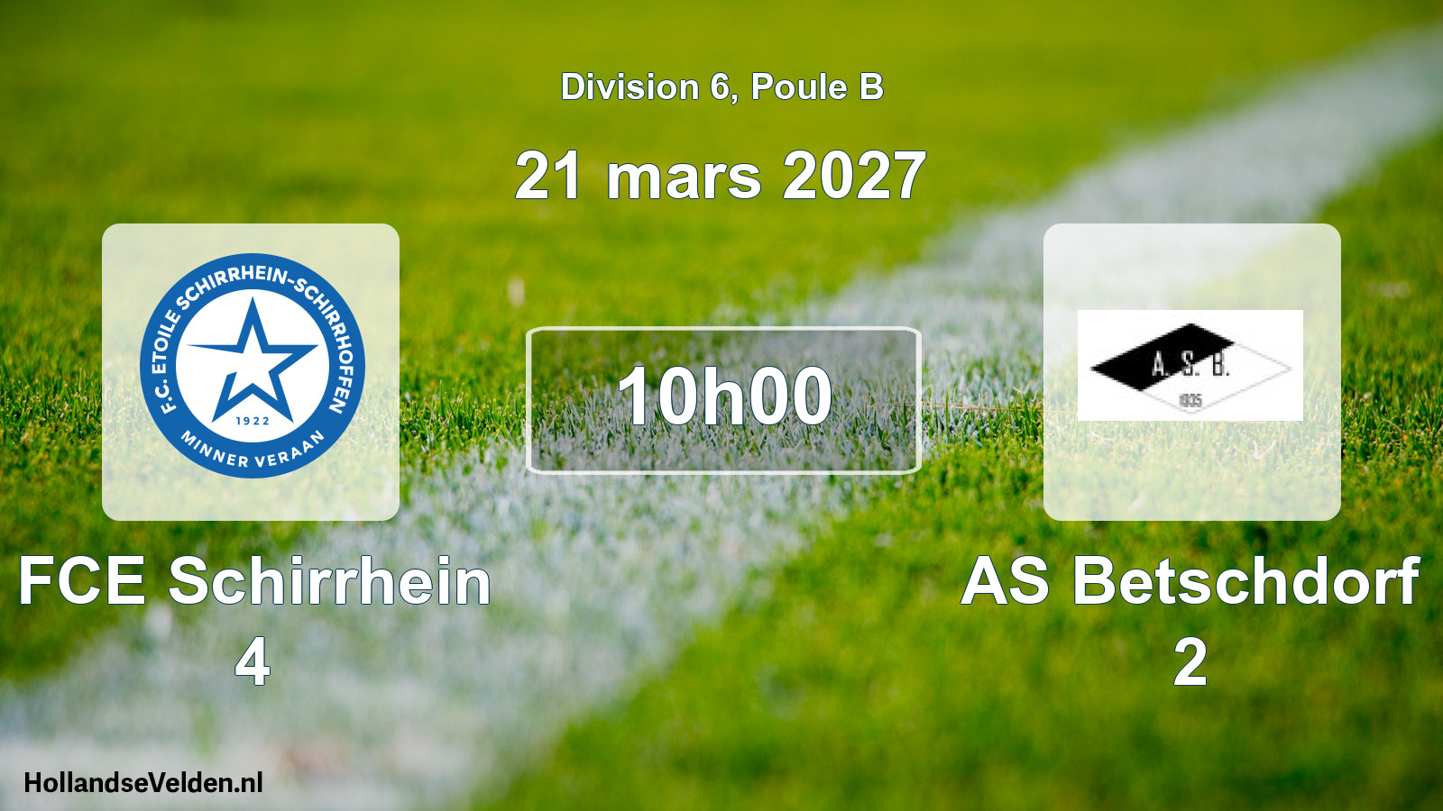 Geplande wedstrijd: FCE Schirrhein 4 - AS Betschdorf 2 (21 maart 2027)