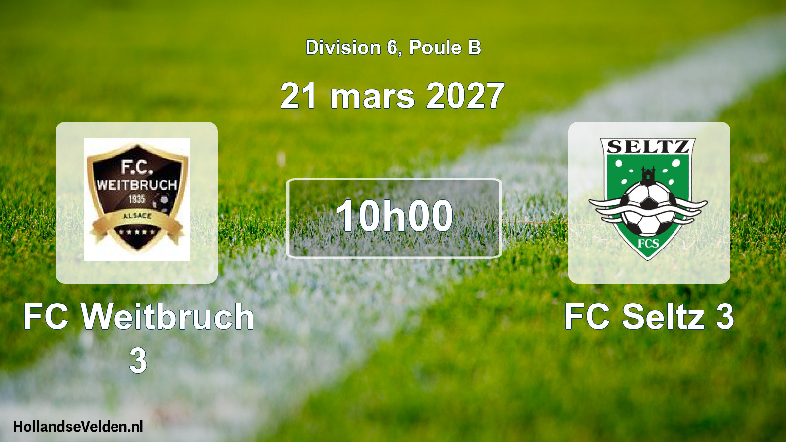 Match programmé: FC Weitbruch 3 - FC Seltz 3 (21 mars 2027)