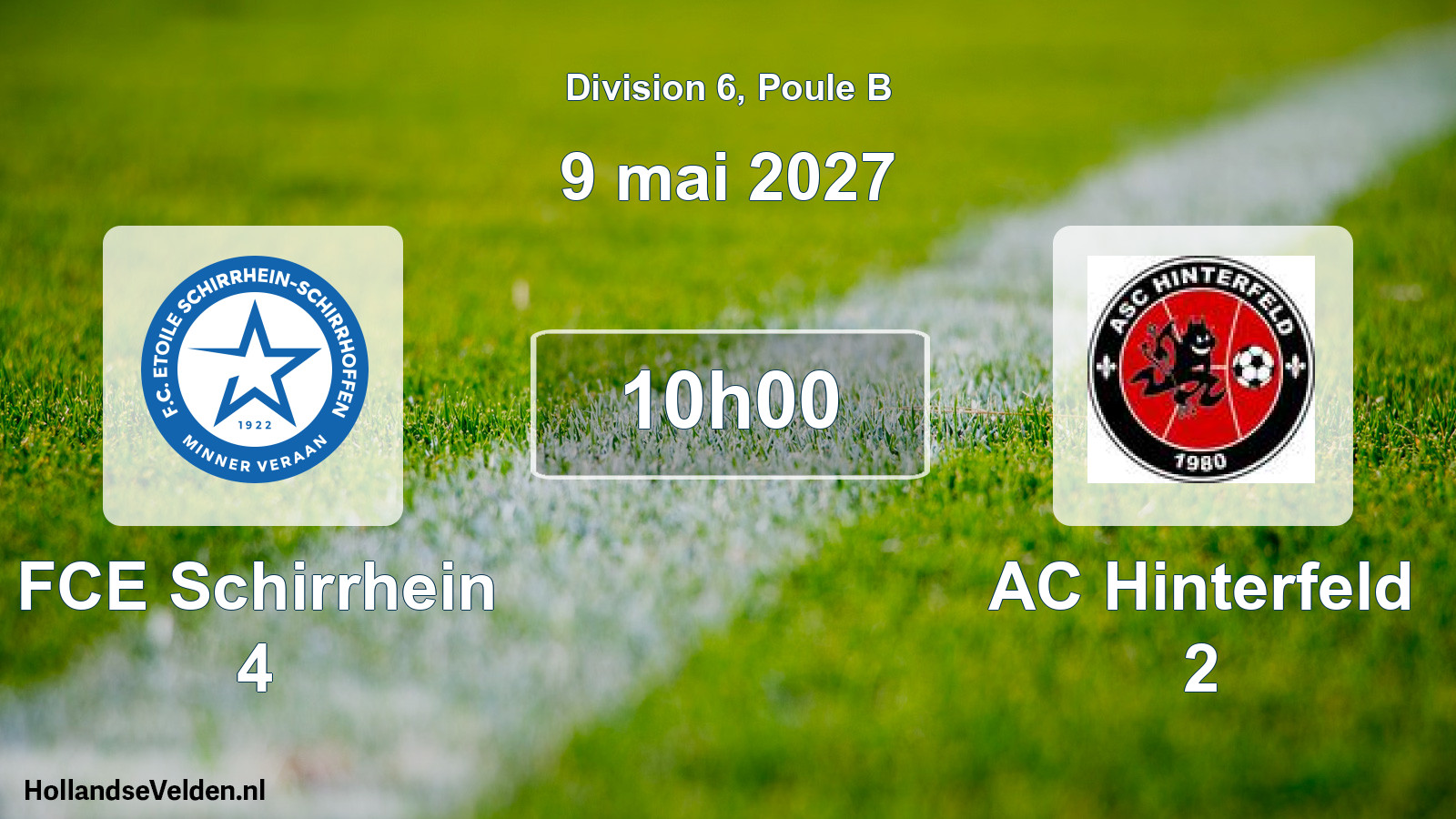 Match programmé: FCE Schirrhein 4 - AC Hinterfeld 2 (9 mai 2027)