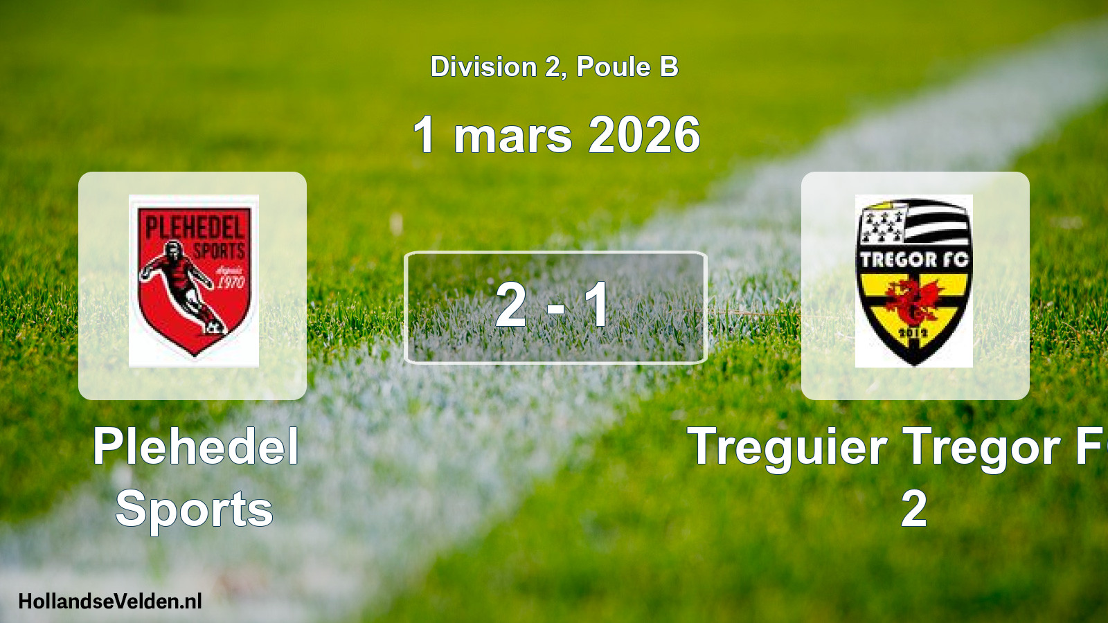 Gespeelde wedstrijd: Plehedel Sports - Treguier Tregor FC 2 2 - 1 (1 maart 2026)