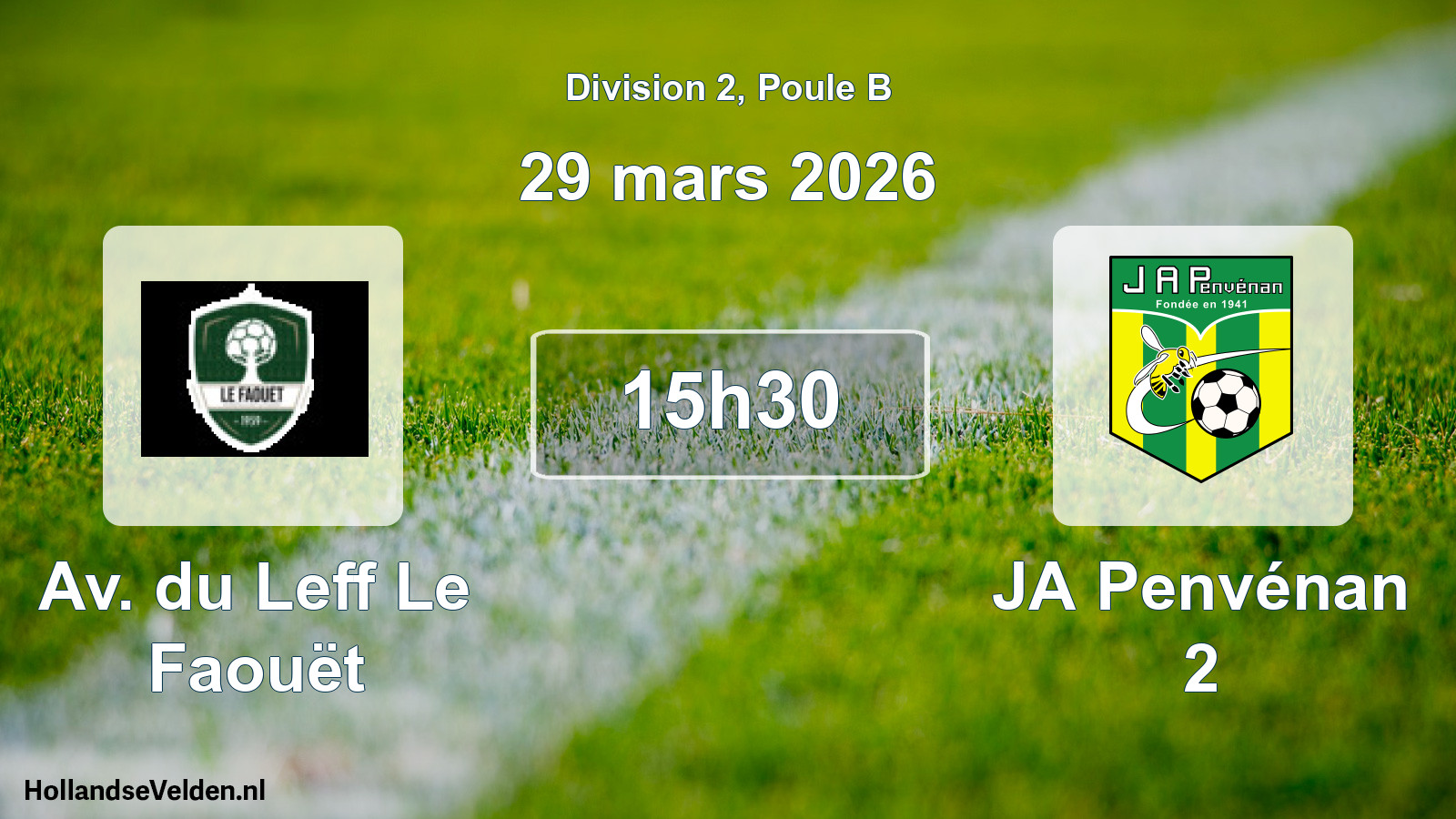Geplande wedstrijd: Av. du Leff Le Faouët - JA Penvénan 2 (29 maart 2026)