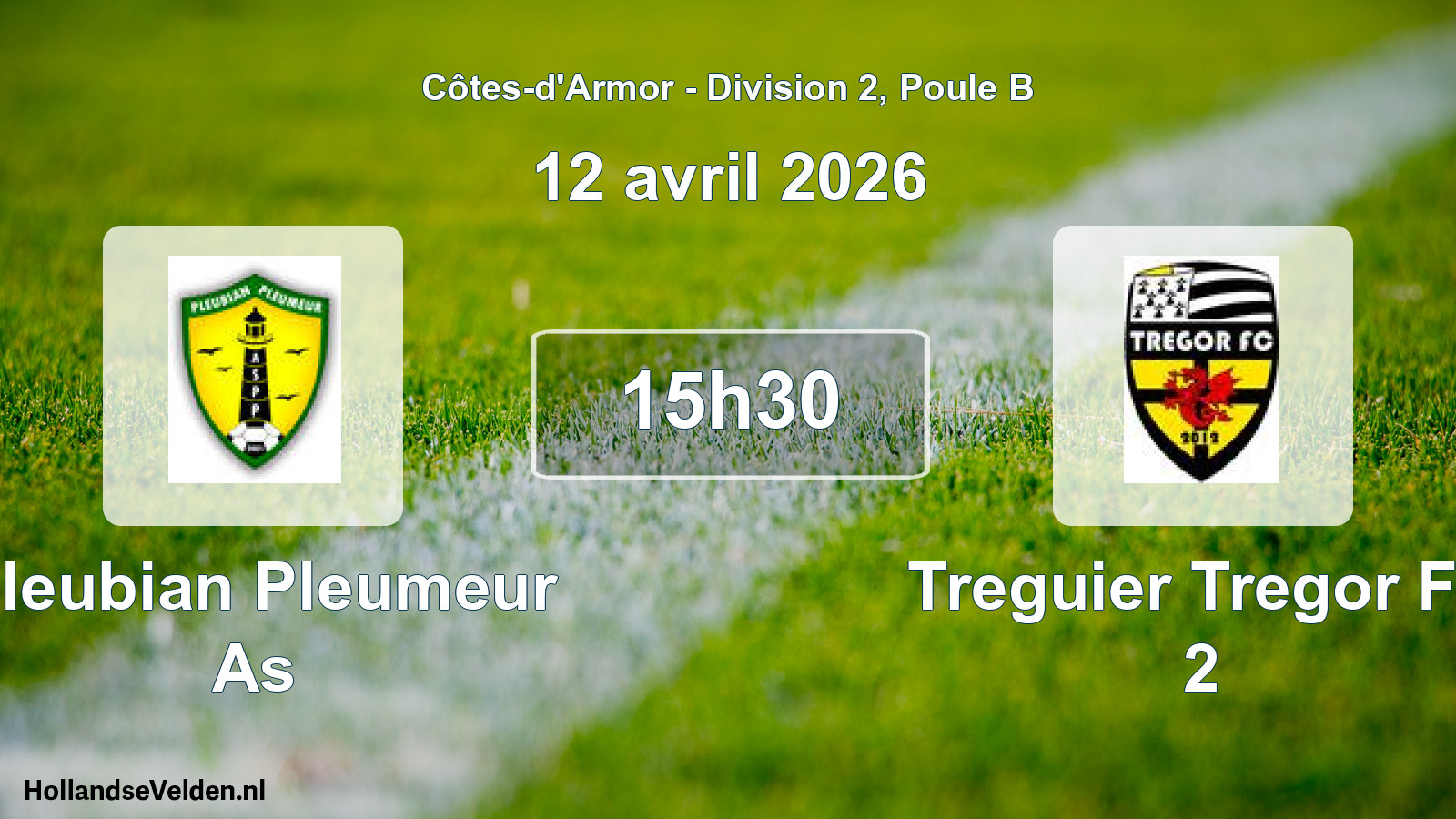 Geplande wedstrijd: Pleubian Pleumeur As - Treguier Tregor Fc 2 (12 avril 2026)