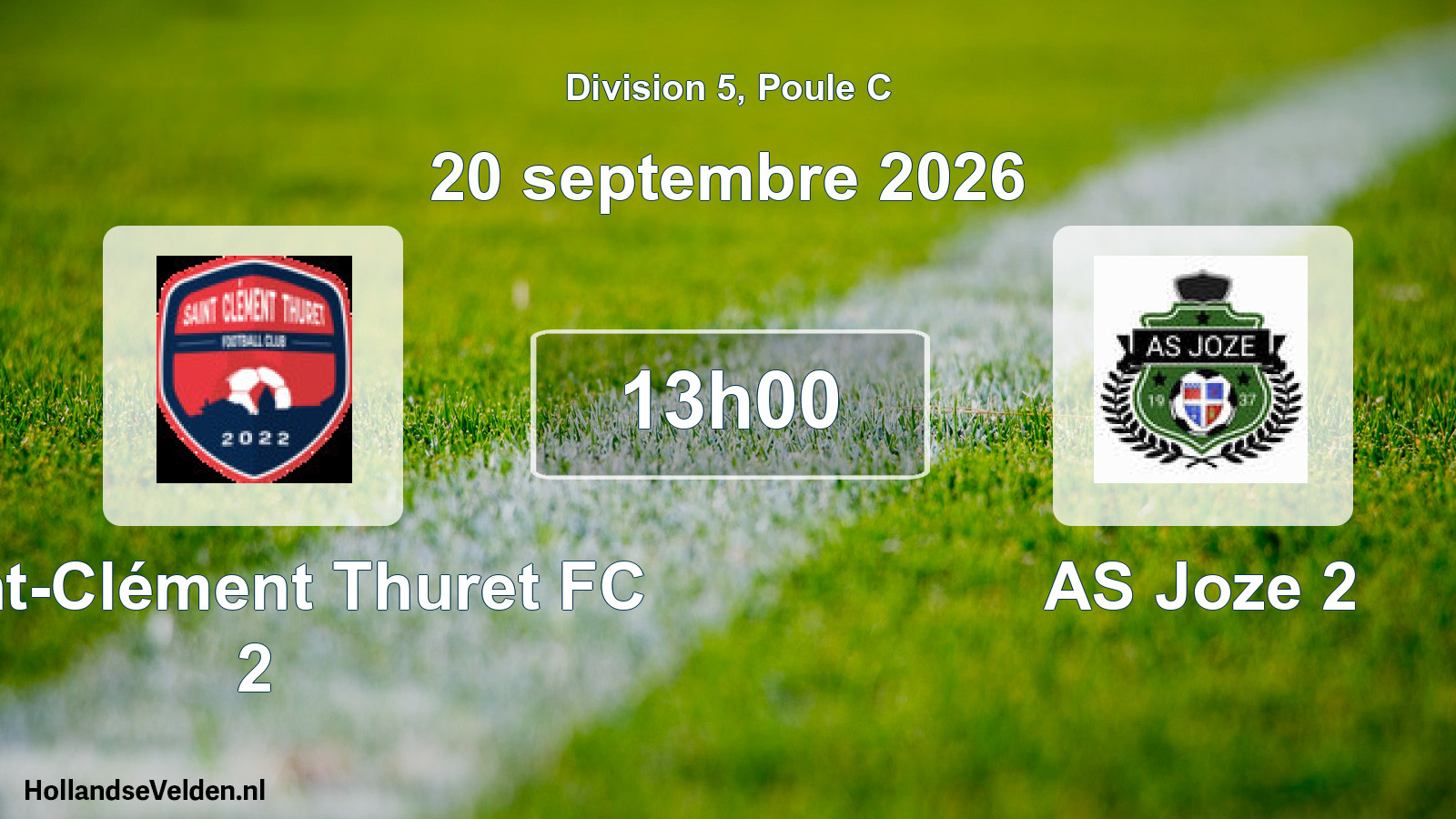 Scheduled Match: Saint-Clément Thuret FC 2 - AS Joze 2 (20 September 2026)