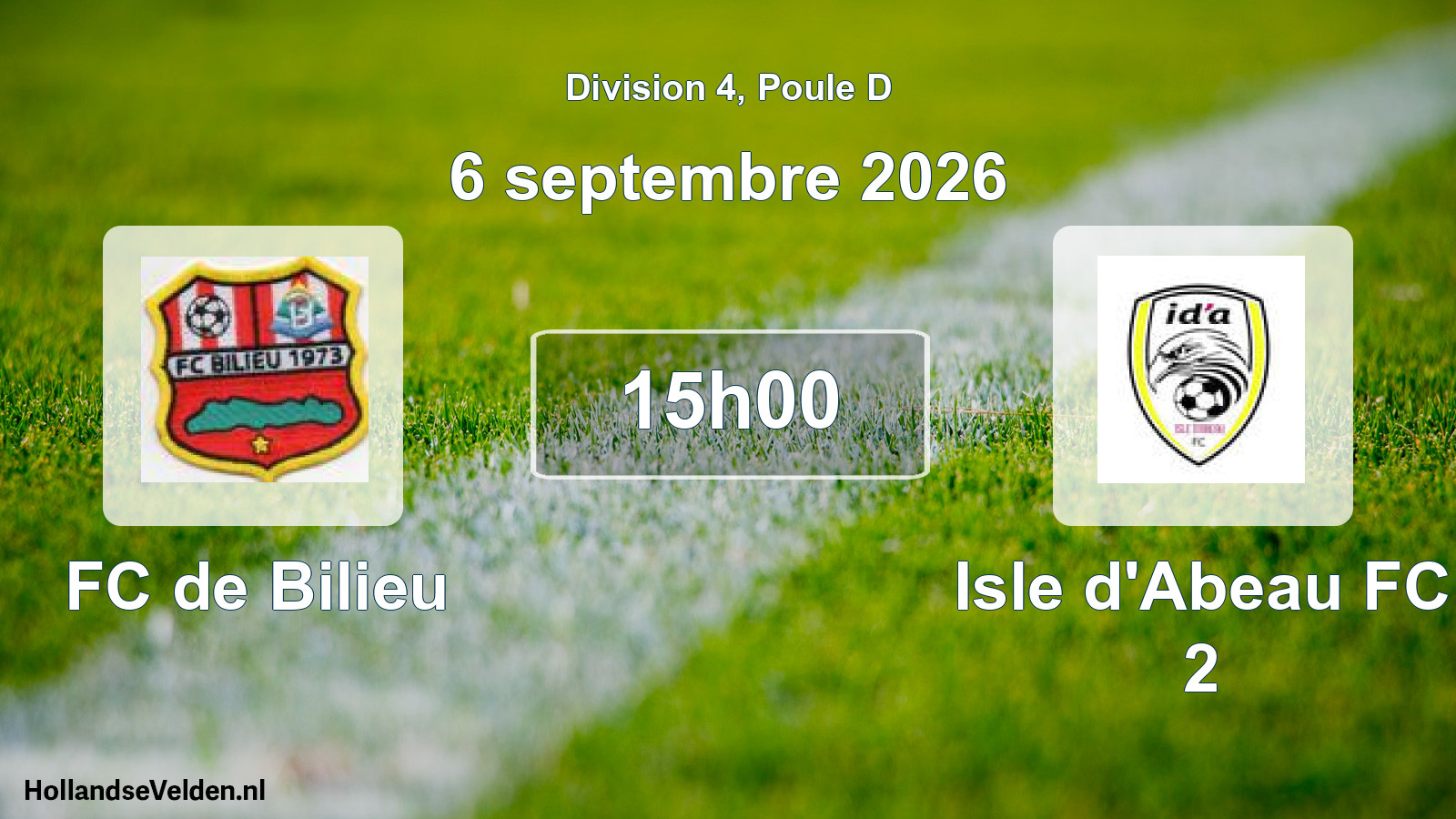 Scheduled Match: FC de Bilieu - Isle d'Abeau FC 2 (6 September 2026)