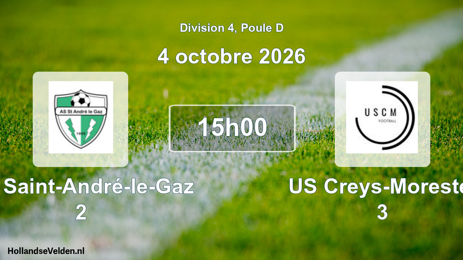 Scheduled Match: AS Saint-André-le-Gaz 2 - US Creys-Morestel 3 (4 October 2026)