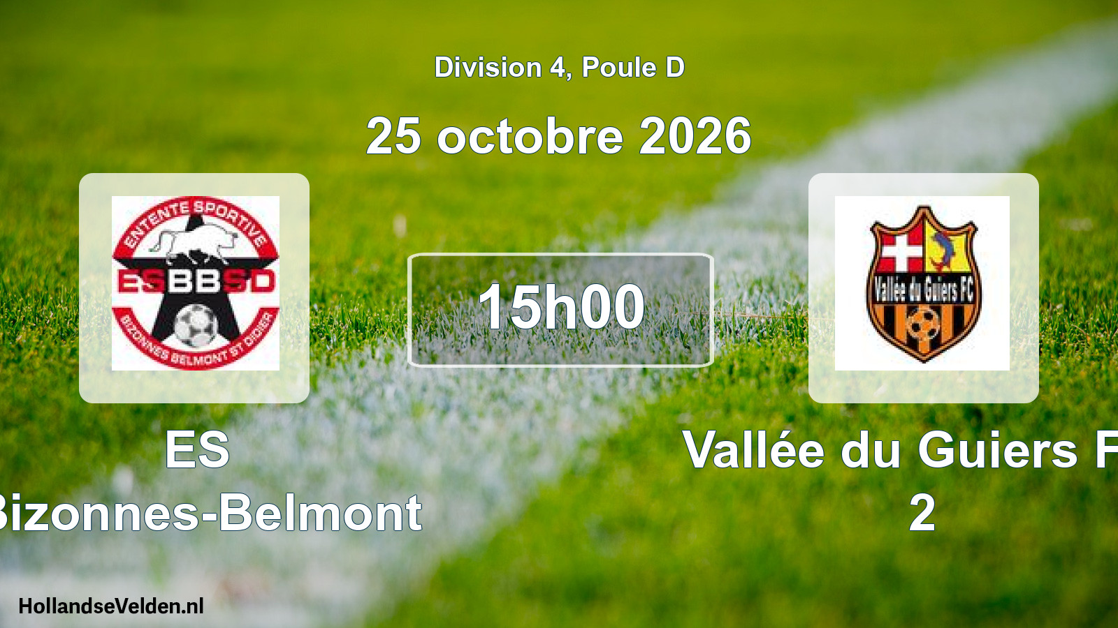 Match programmé: ES Bizonnes-Belmont - Vallée du Guiers FC 2 (25 octobre 2026)