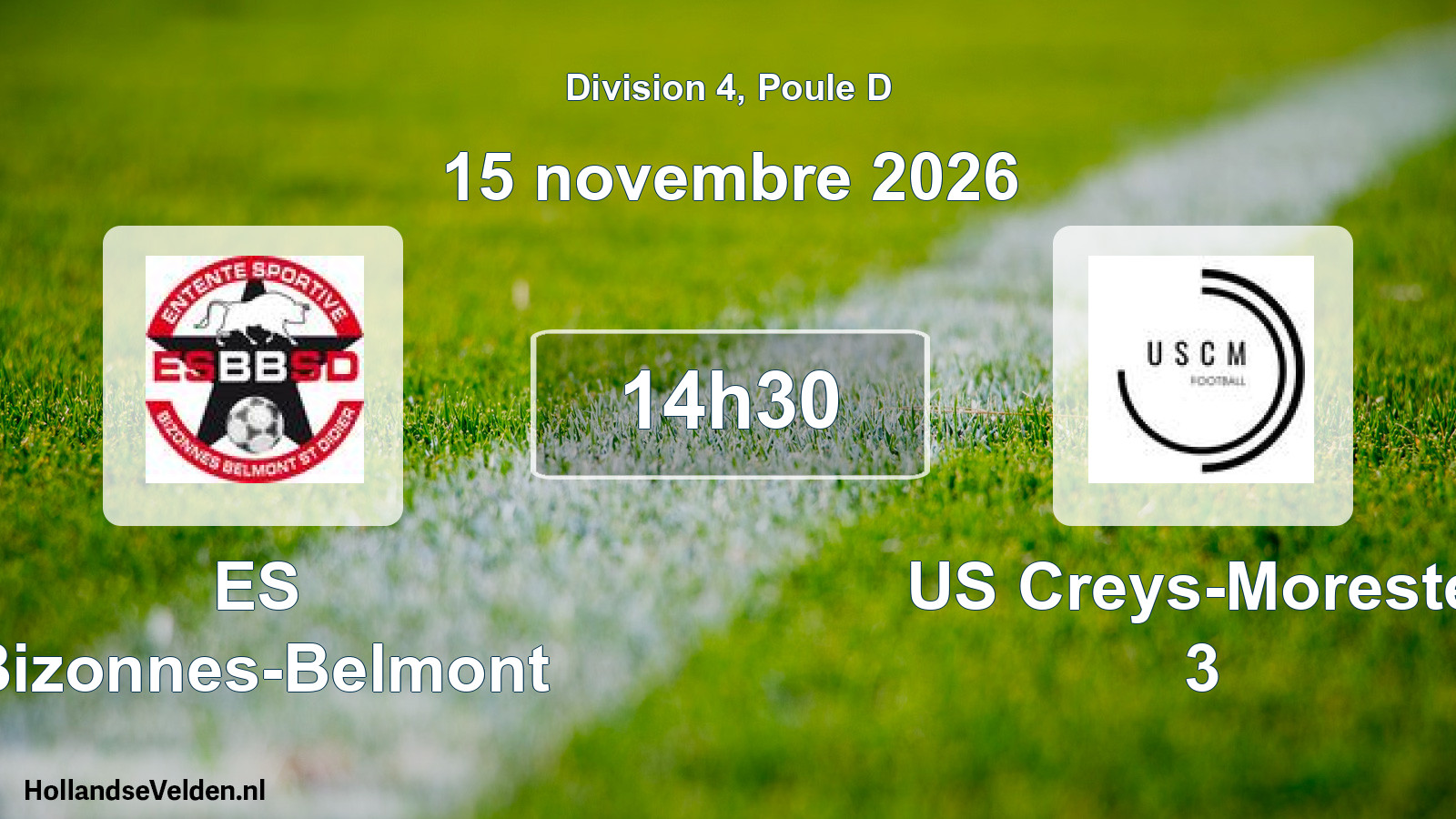 Match programmé: ES Bizonnes-Belmont - US Creys-Morestel 3 (15 novembre 2026)