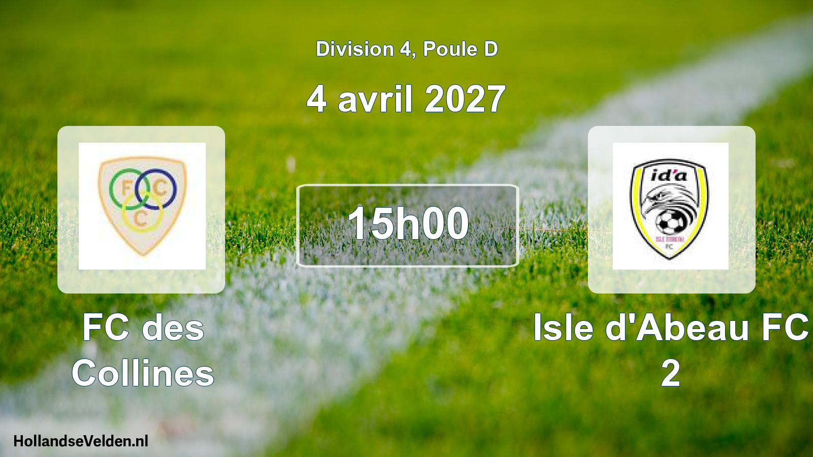 Scheduled Match: FC des Collines - Isle d'Abeau FC 2 (4 April 2027)