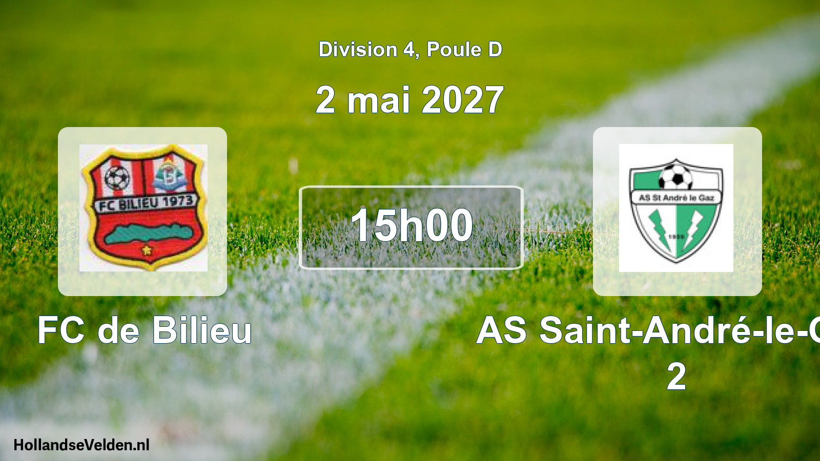 Match programmé: FC de Bilieu - AS Saint-André-le-Gaz 2 (2 mai 2027)