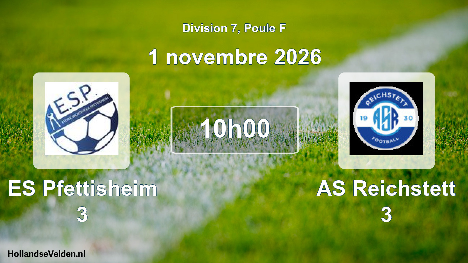 Match programmé: ES Pfettisheim 3 - AS Reichstett 3 (1 novembre 2026)