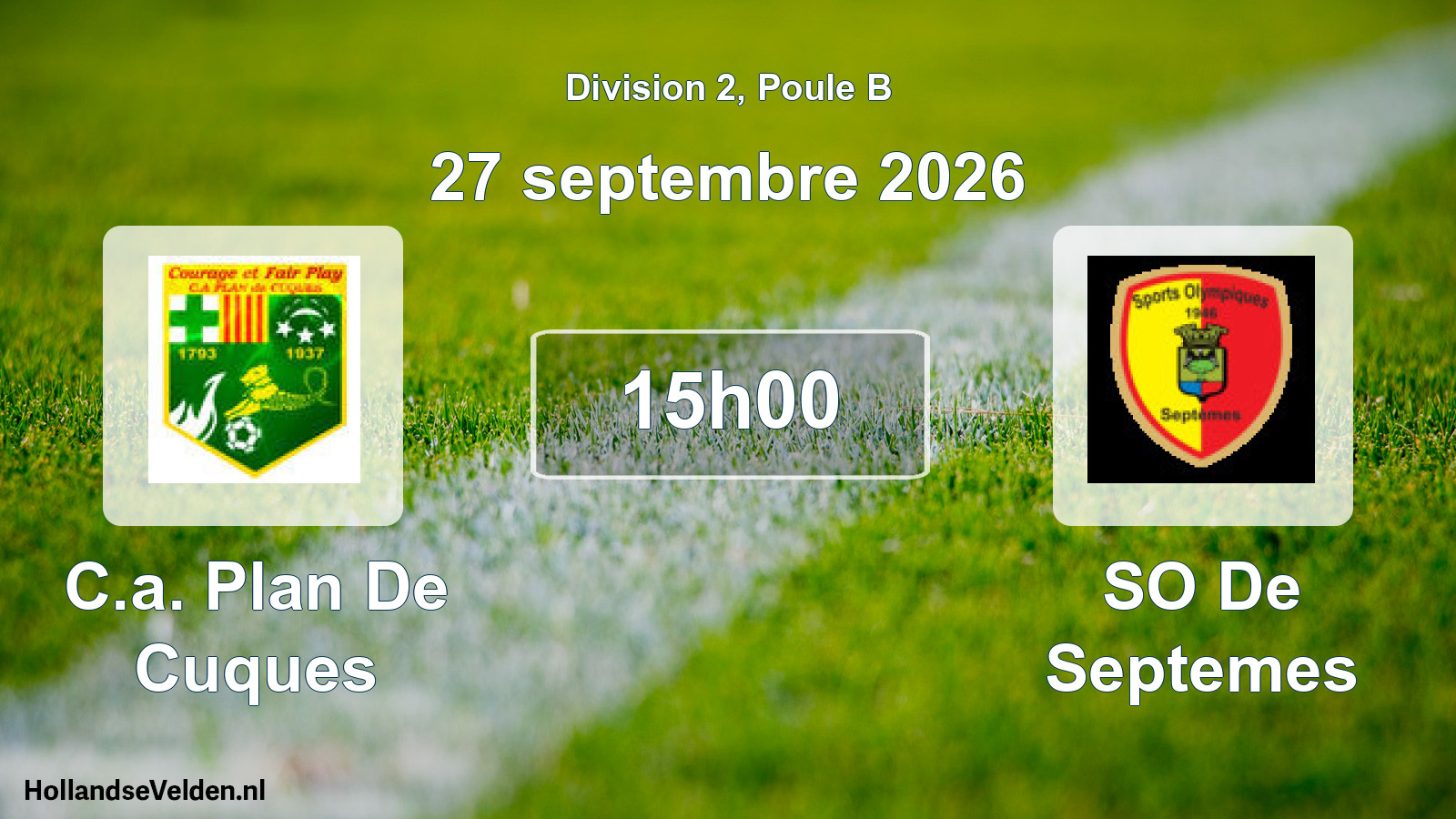 Match programmé: C.a. Plan De Cuques - SO De Septemes (27 septembre 2026)