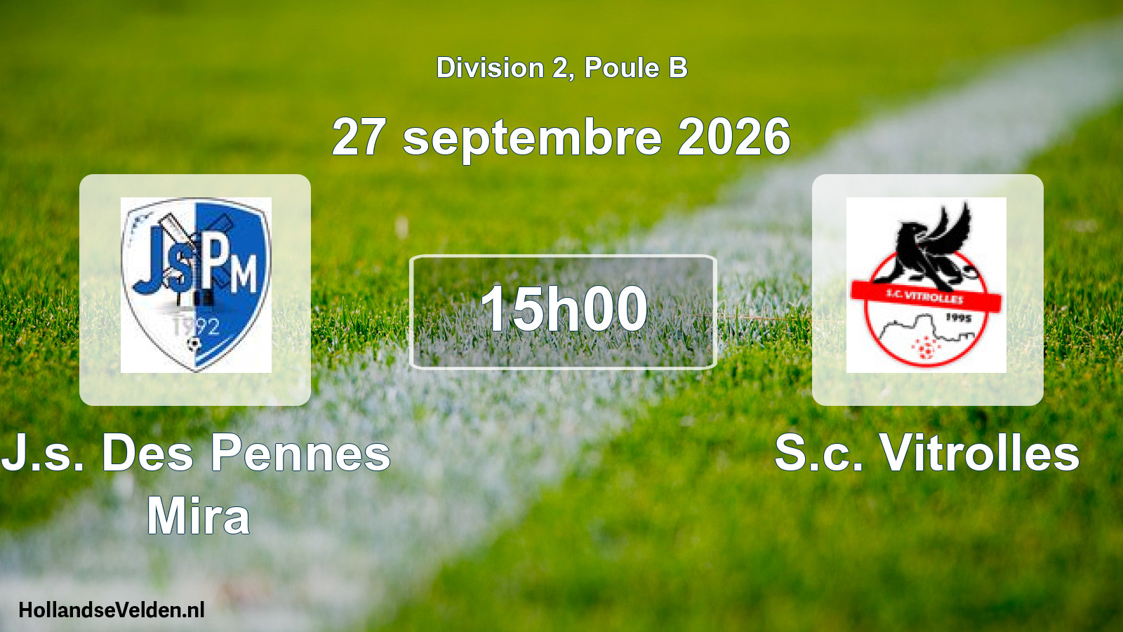 Match programmé: J.s. Des Pennes Mira - S.c. Vitrolles (27 septembre 2026)