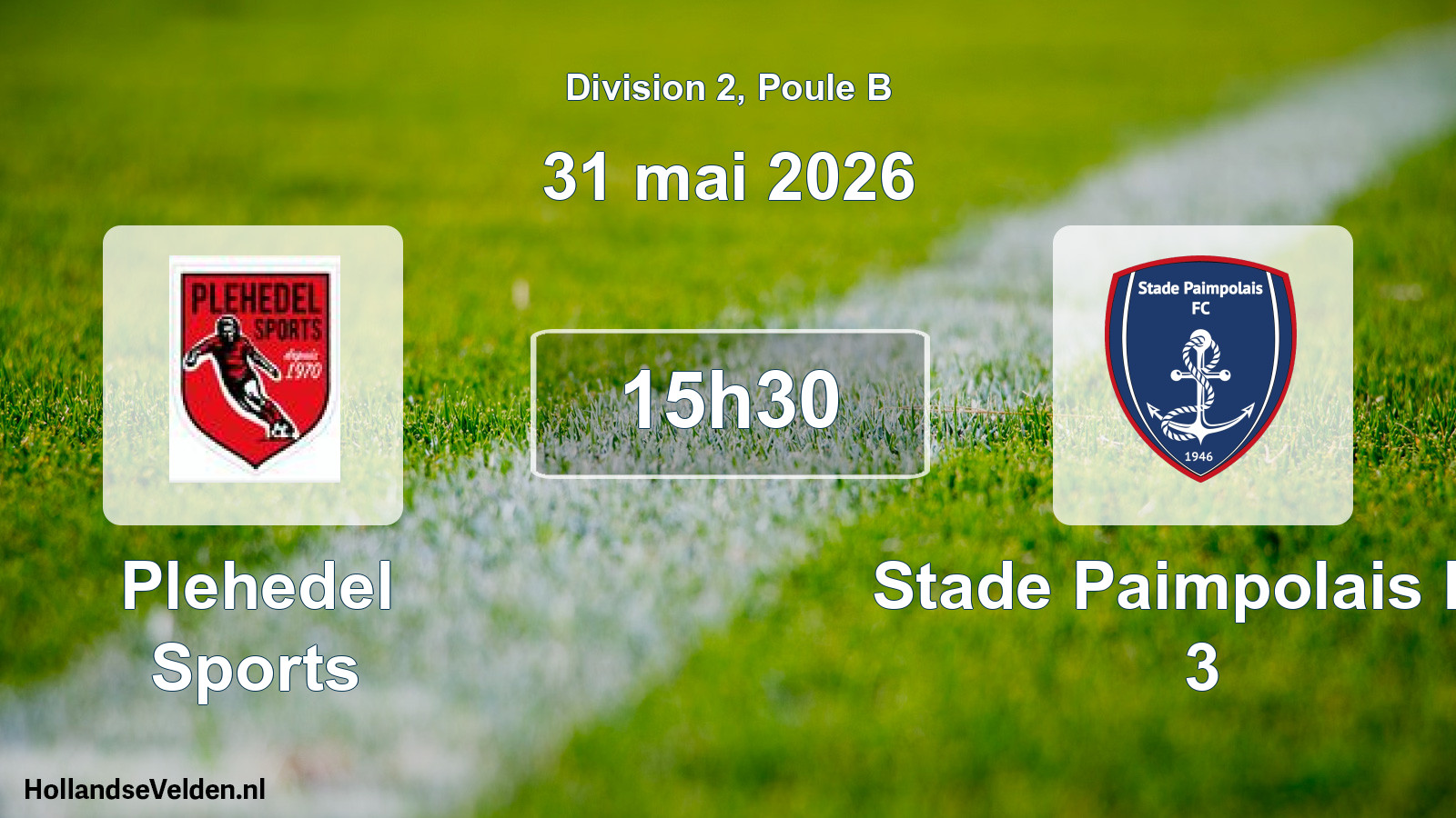 Geplande wedstrijd: Plehedel Sports - Stade Paimpolais FC 3 (31 mei 2026)