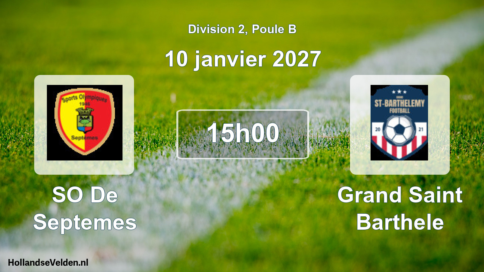 Geplande wedstrijd: SO De Septemes - Grand Saint Barthele (10 januari 2027)