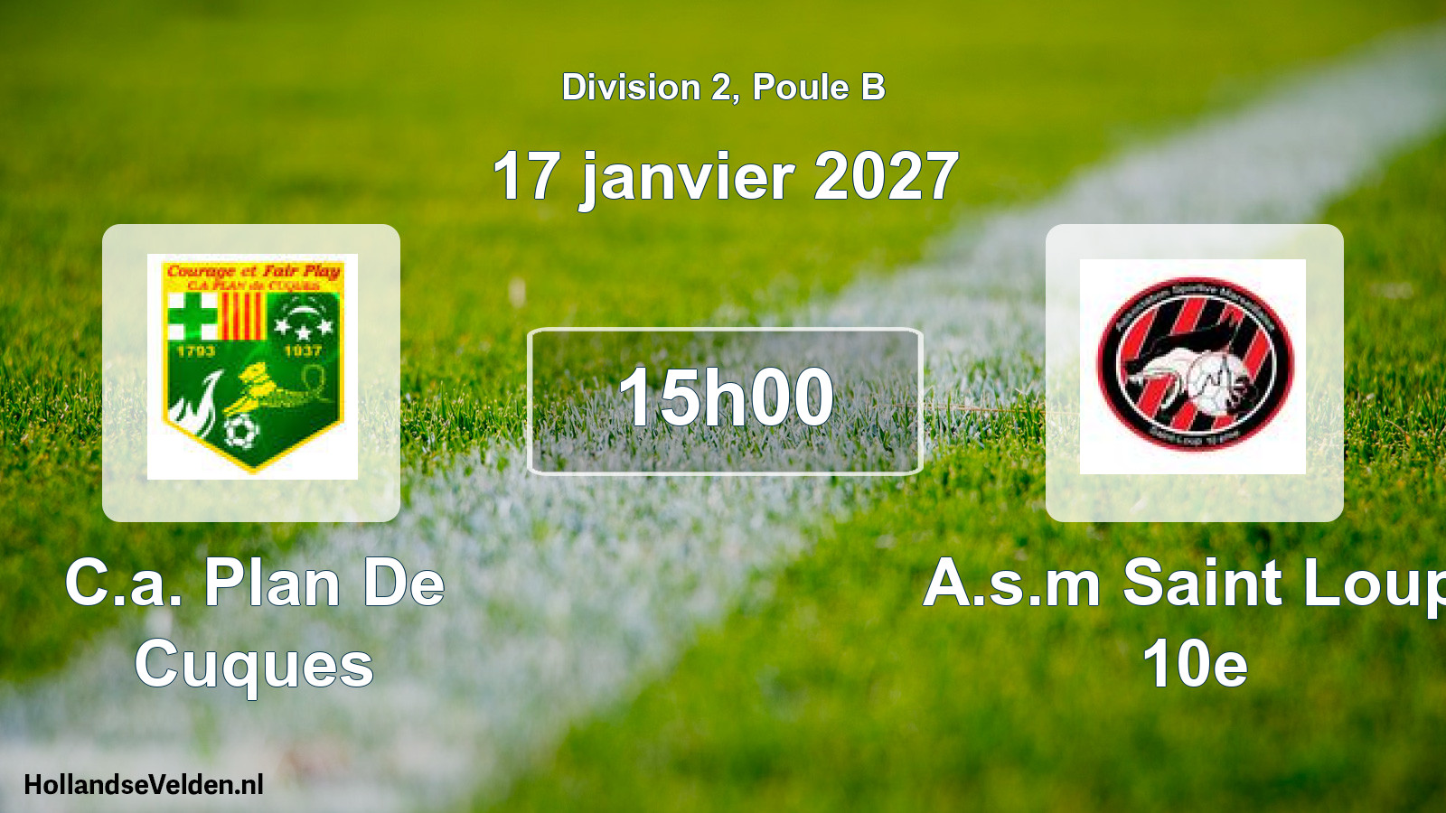 Match programmé: C.a. Plan De Cuques - A.s.m Saint Loup 10e (17 janvier 2027)