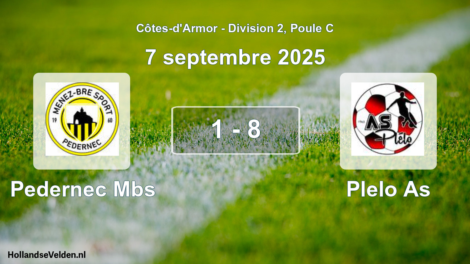 Gespeelde wedstrijd: Pedernec Mbs - Plelo As 1 - 8 (7 septembre 2025)