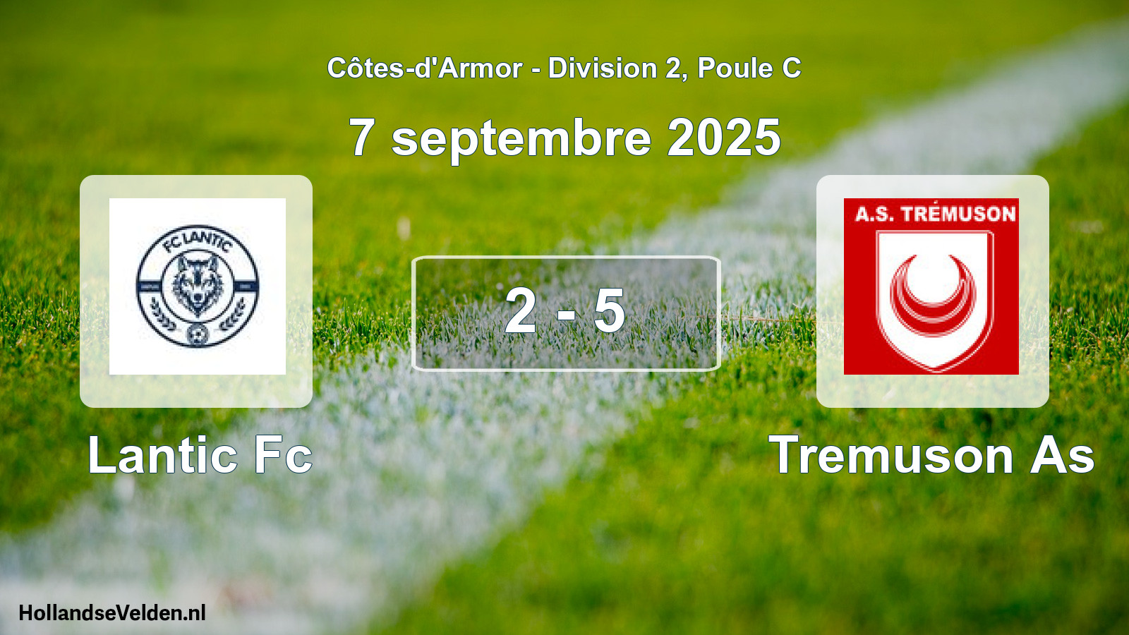 Gespeelde wedstrijd: Lantic Fc - Tremuson As 2 - 5 (7 septembre 2025)