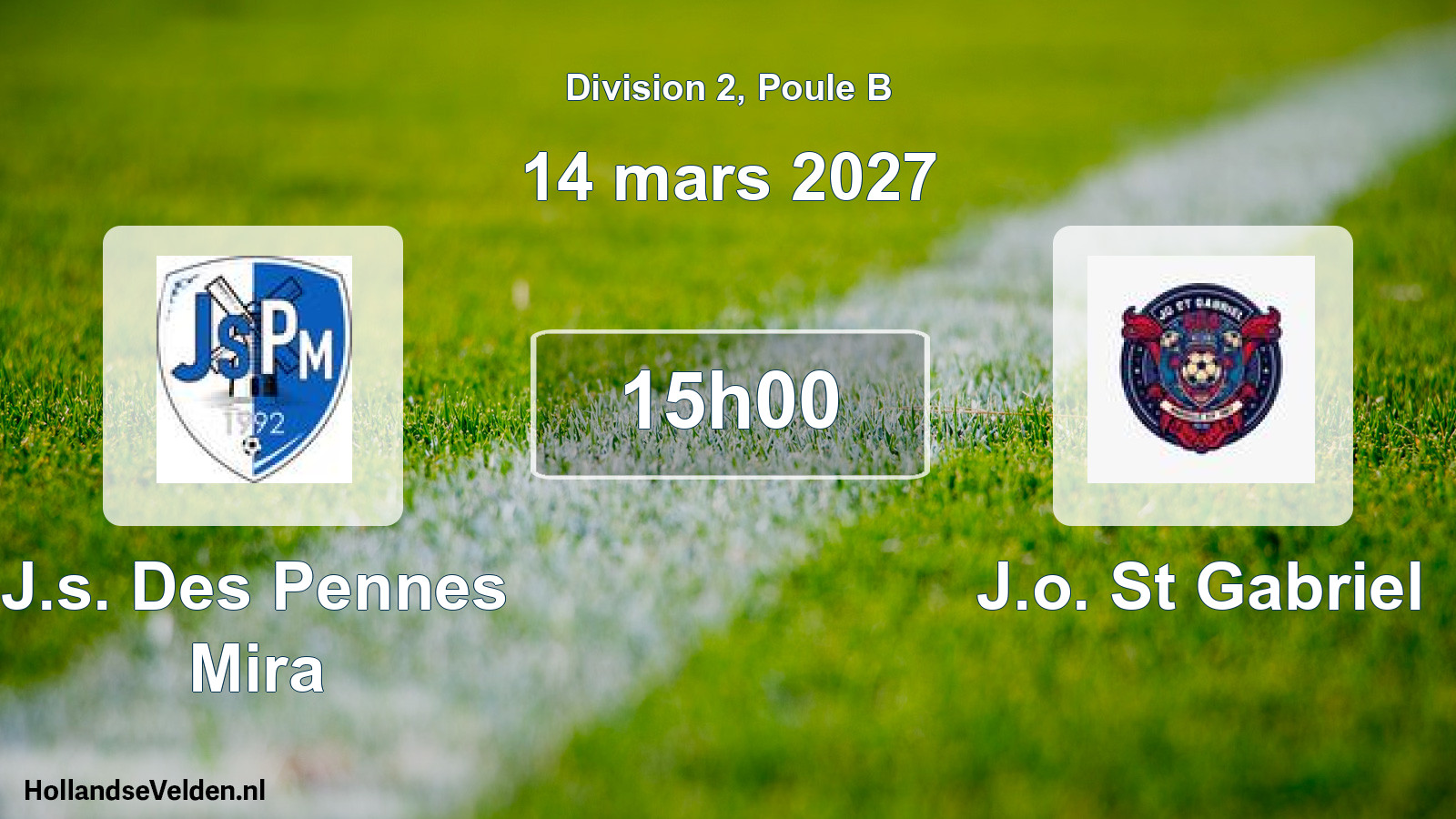 Match programmé: J.s. Des Pennes Mira - J.o. St Gabriel (14 mars 2027)