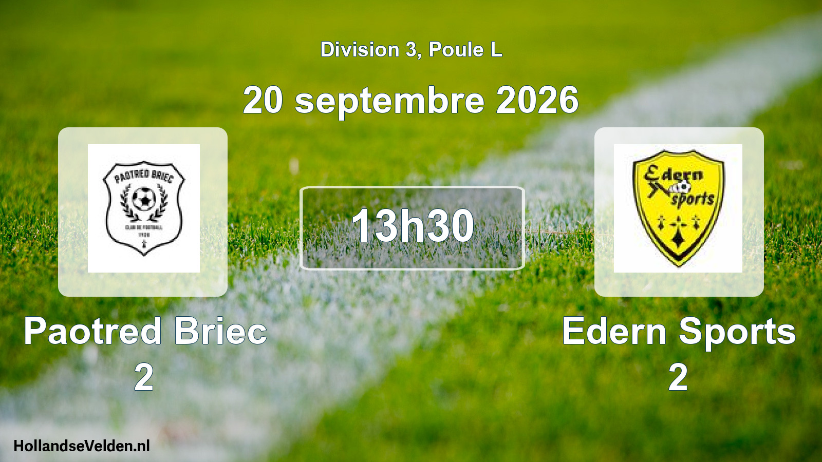 Match programmé: Paotred Briec 2 - Edern Sports 2 (20 septembre 2026)