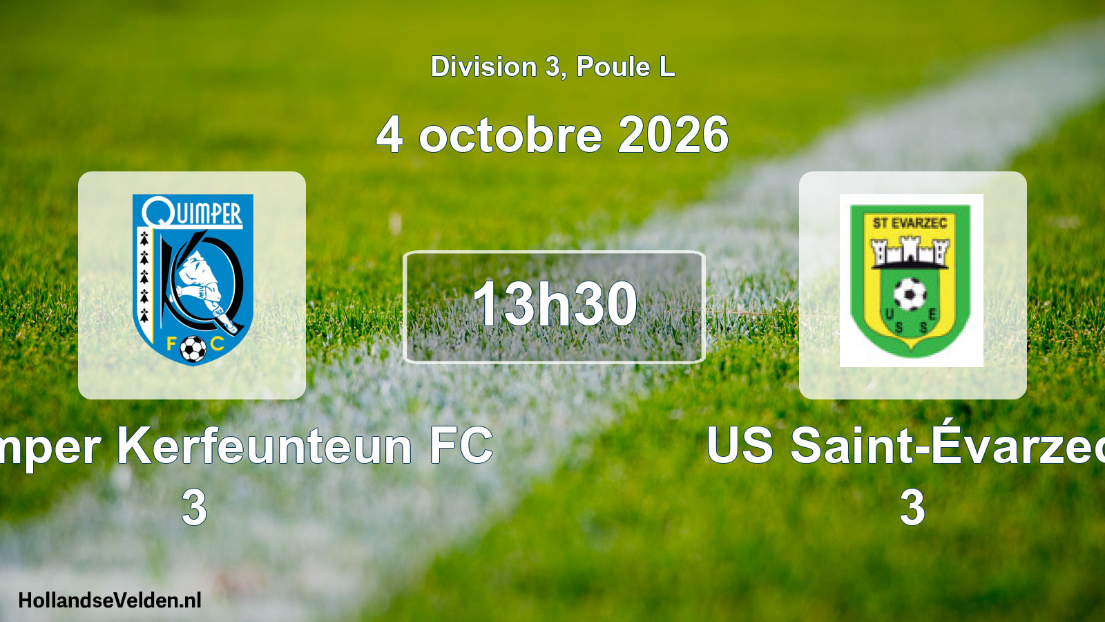 Match programmé: Quimper Kerfeunteun FC 3 - US Saint-Évarzec 3 (4 octobre 2026)