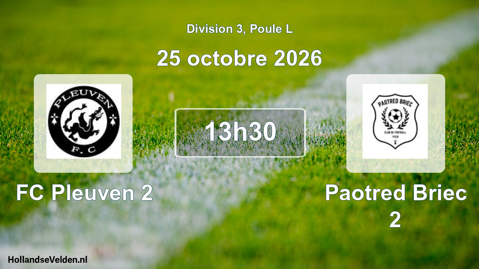 Match programmé: FC Pleuven 2 - Paotred Briec 2 (25 octobre 2026)