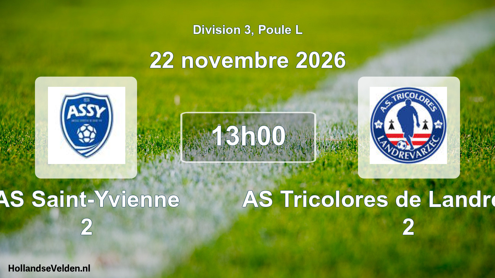 Match programmé: AS Saint-Yvienne 2 - AS Tricolores de Landrévarzec 2 (22 novembre 2026)