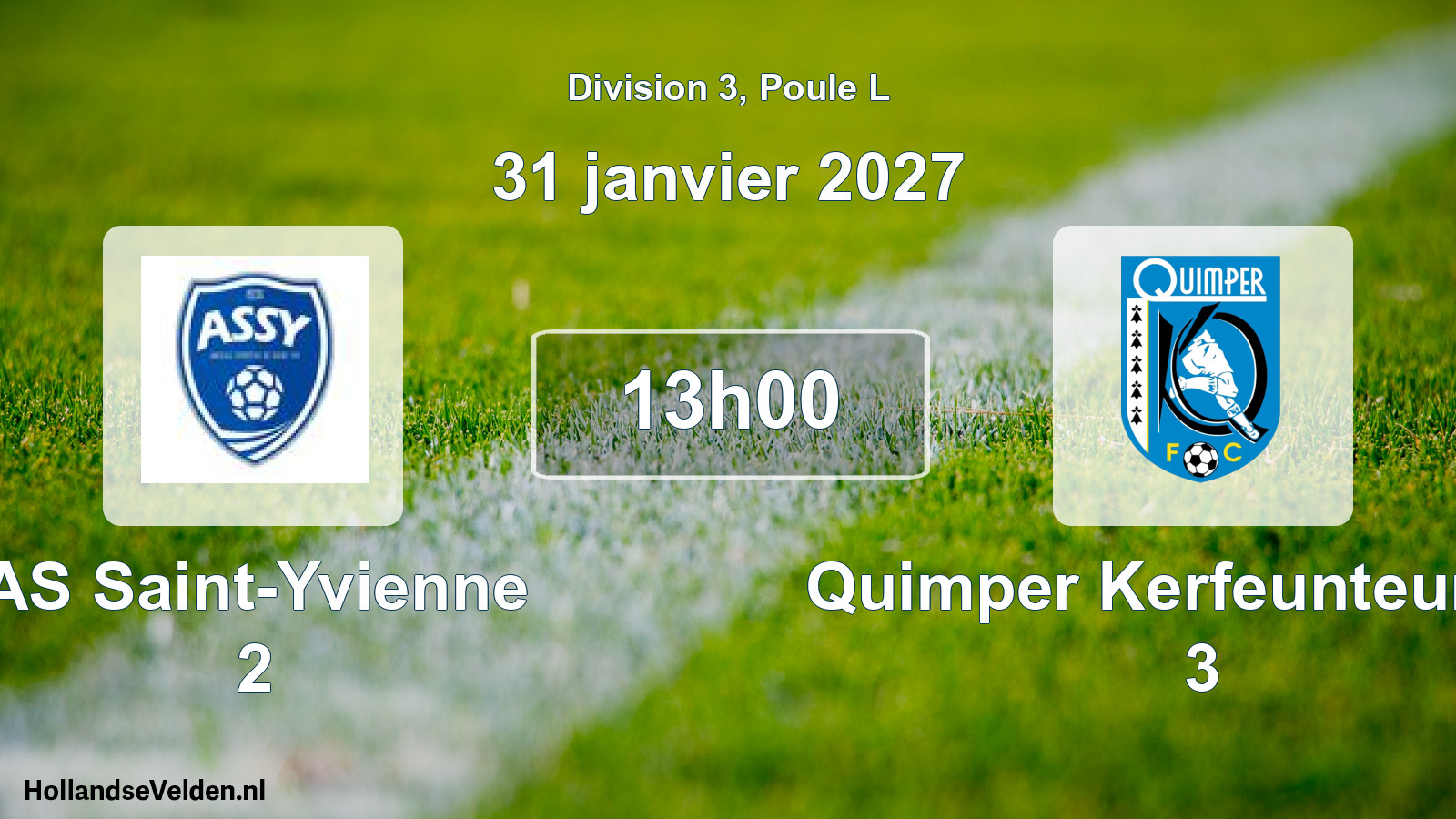 Match programmé: AS Saint-Yvienne 2 - Quimper Kerfeunteun FC 3 (31 janvier 2027)