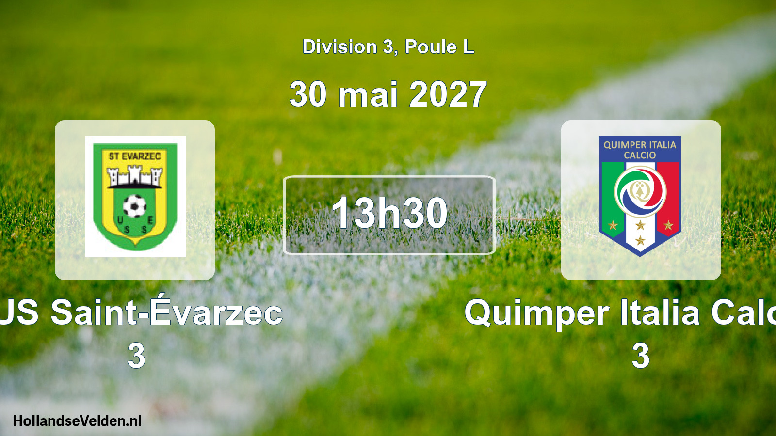 Match programmé: US Saint-Évarzec 3 - Quimper Italia Calcio 3 (30 mai 2027)