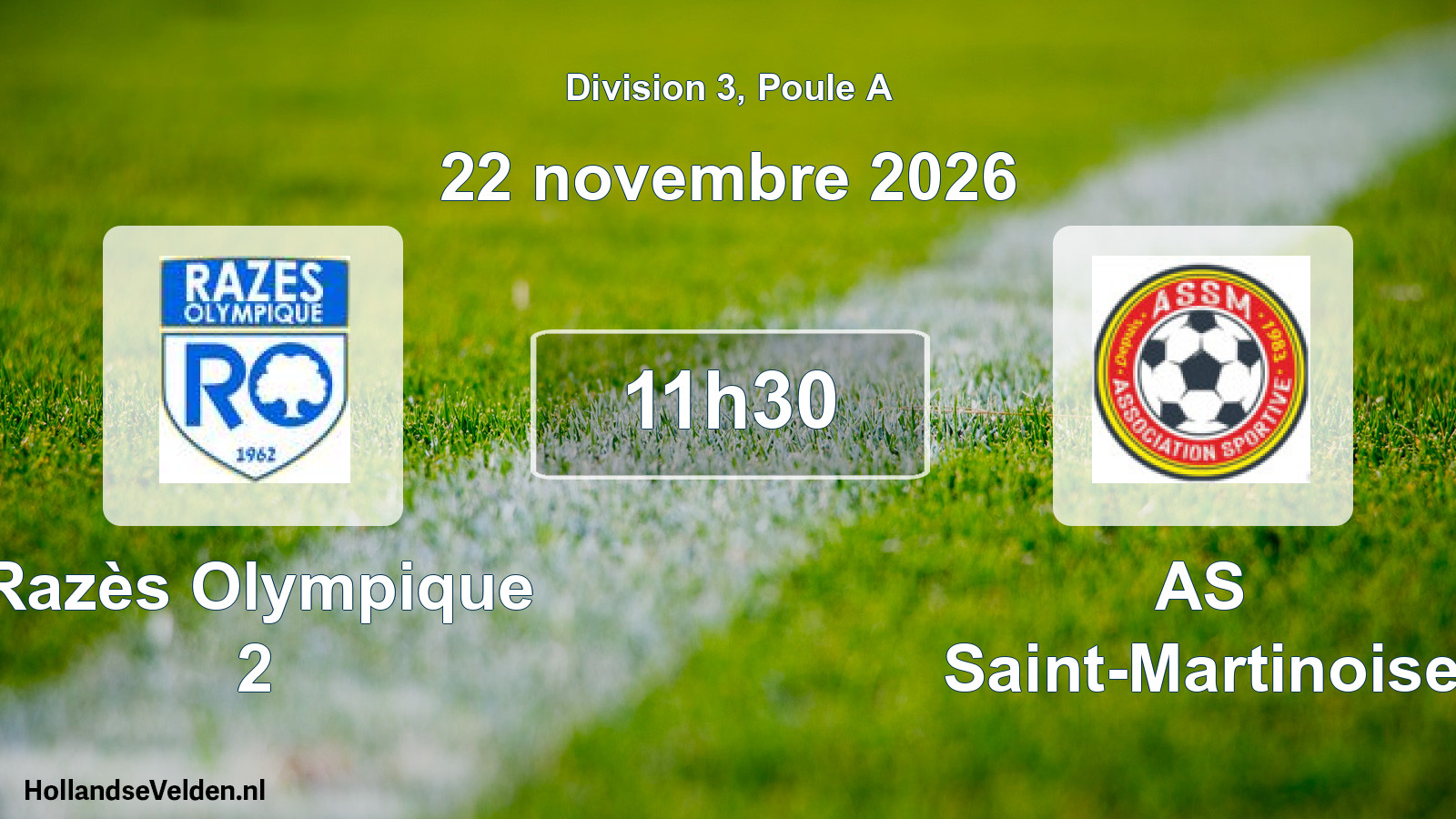 Match programmé: Razès Olympique 2 - AS Saint-Martinoise (22 novembre 2026)