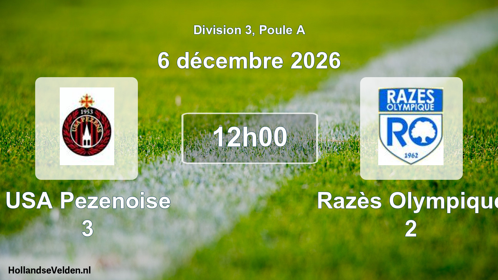 Match programmé: USA Pezenoise 3 - Razès Olympique 2 (6 décembre 2026)