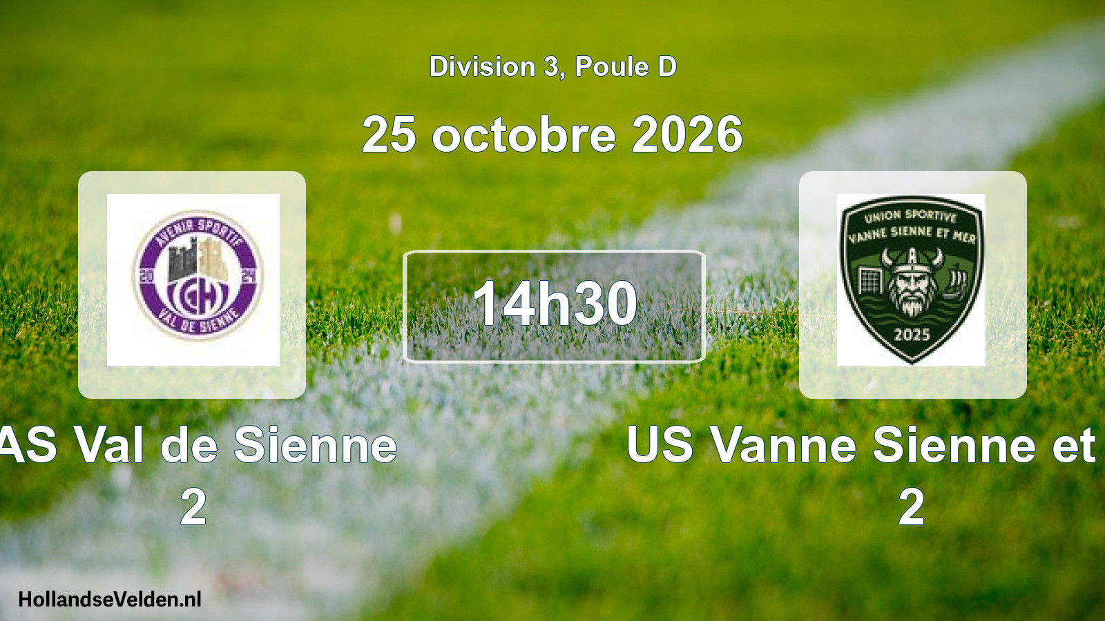 Scheduled Match: AS Val de Sienne 2 - US Vanne Sienne et Mer 2 (25 October 2026)