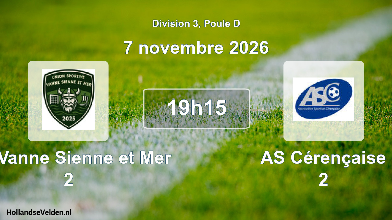 Match programmé: US Vanne Sienne et Mer 2 - AS Cérençaise 2 (7 novembre 2026)