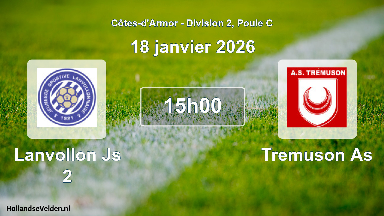 Geplande wedstrijd: Lanvollon Js 2 - Tremuson As (18 januari 2026)