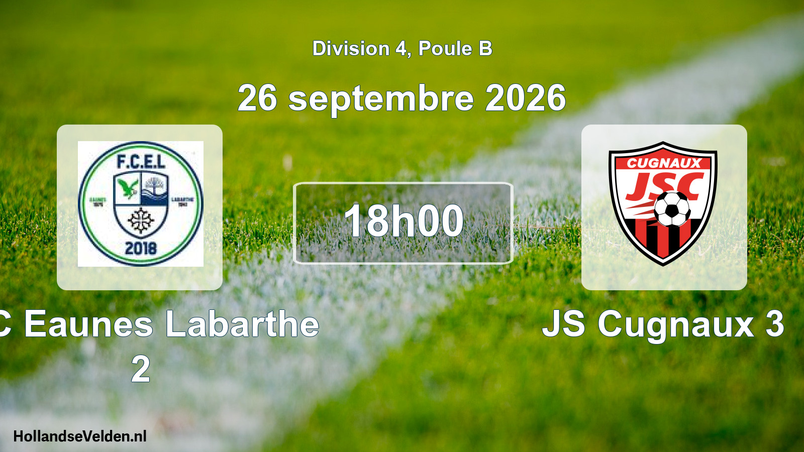 Match programmé: FC Eaunes Labarthe 2 - JS Cugnaux 3 (26 septembre 2026)