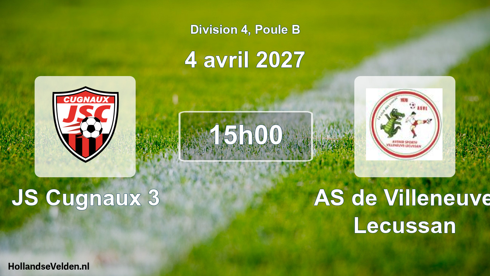 Scheduled Match: JS Cugnaux 3 - AS de Villeneuve Lecussan (4 April 2027)