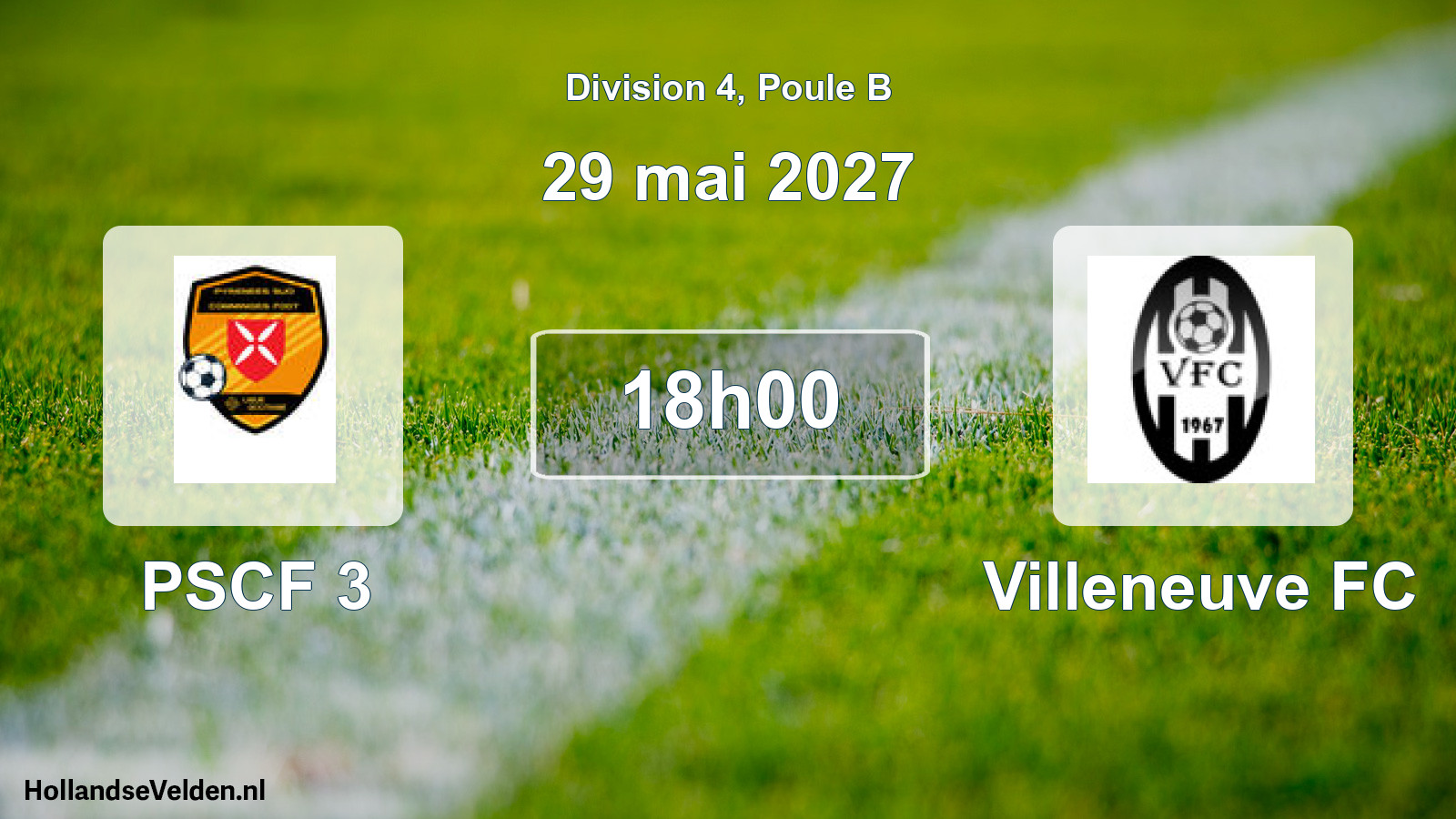 Match programmé: PSCF 3 - Villeneuve FC (29 mai 2027)