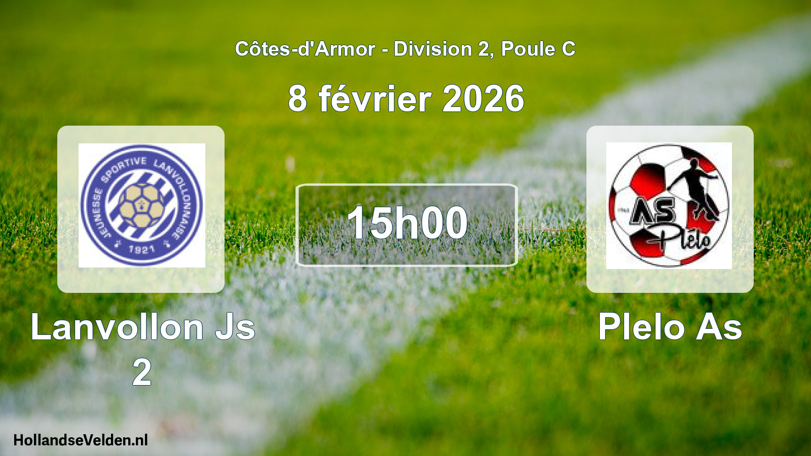 Geplande wedstrijd: Lanvollon Js 2 - Plelo As (8 février 2026)