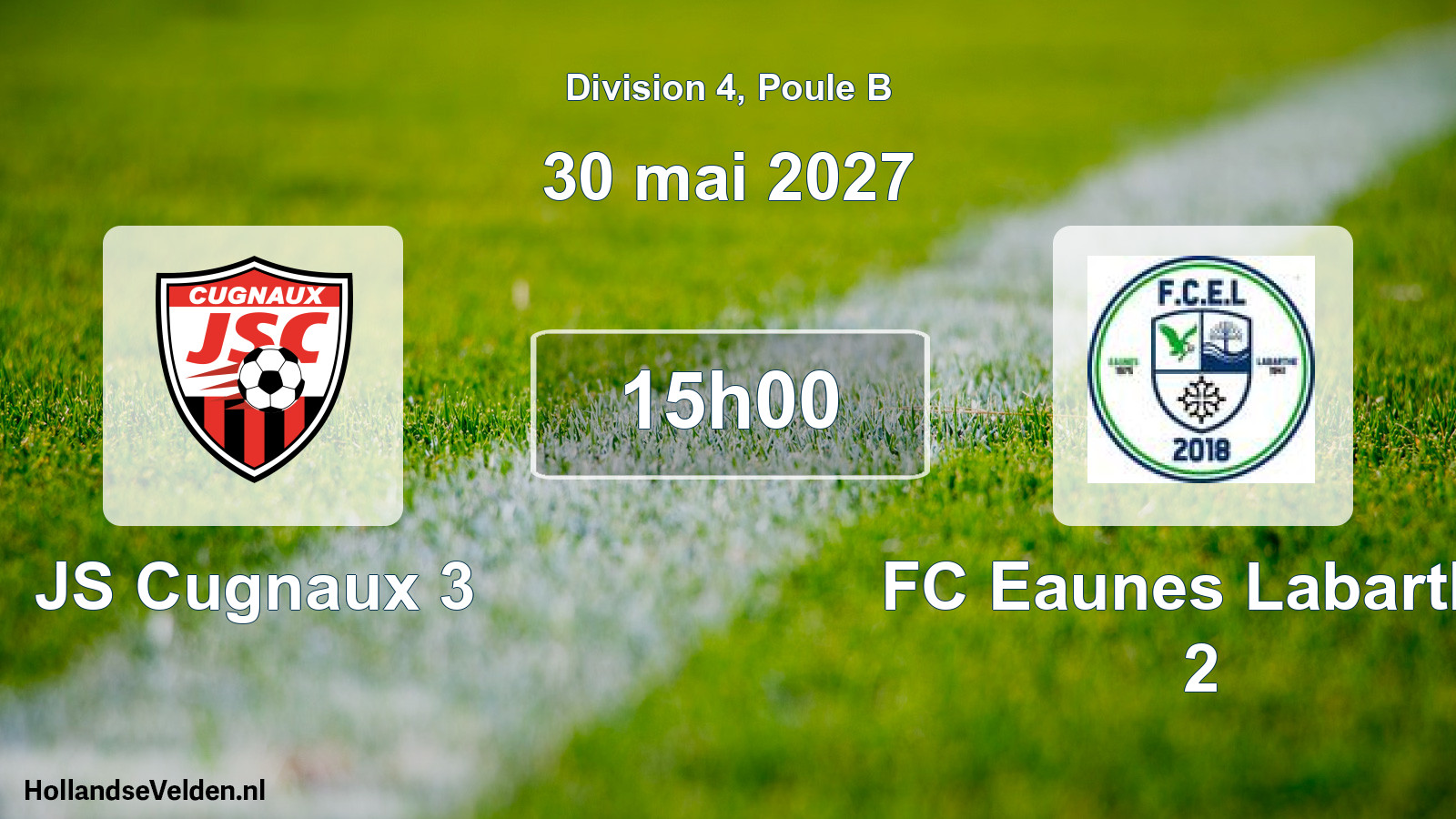 Geplande wedstrijd: JS Cugnaux 3 - FC Eaunes Labarthe 2 (30 mei 2027)