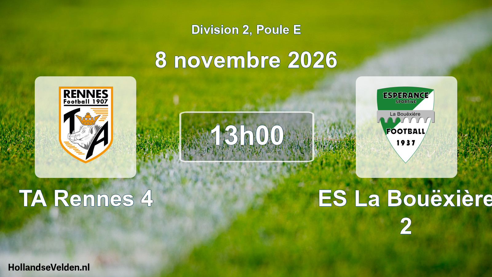Scheduled Match: TA Rennes 4 - ES La Bouëxière 2 (8 November 2026)